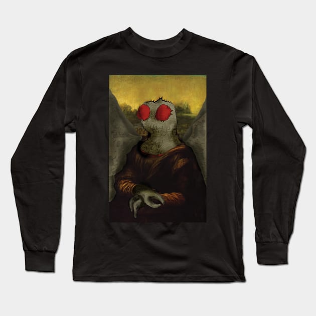 Mothman Mona Lisa Long Sleeve T-Shirt by Get Hopped Apparel